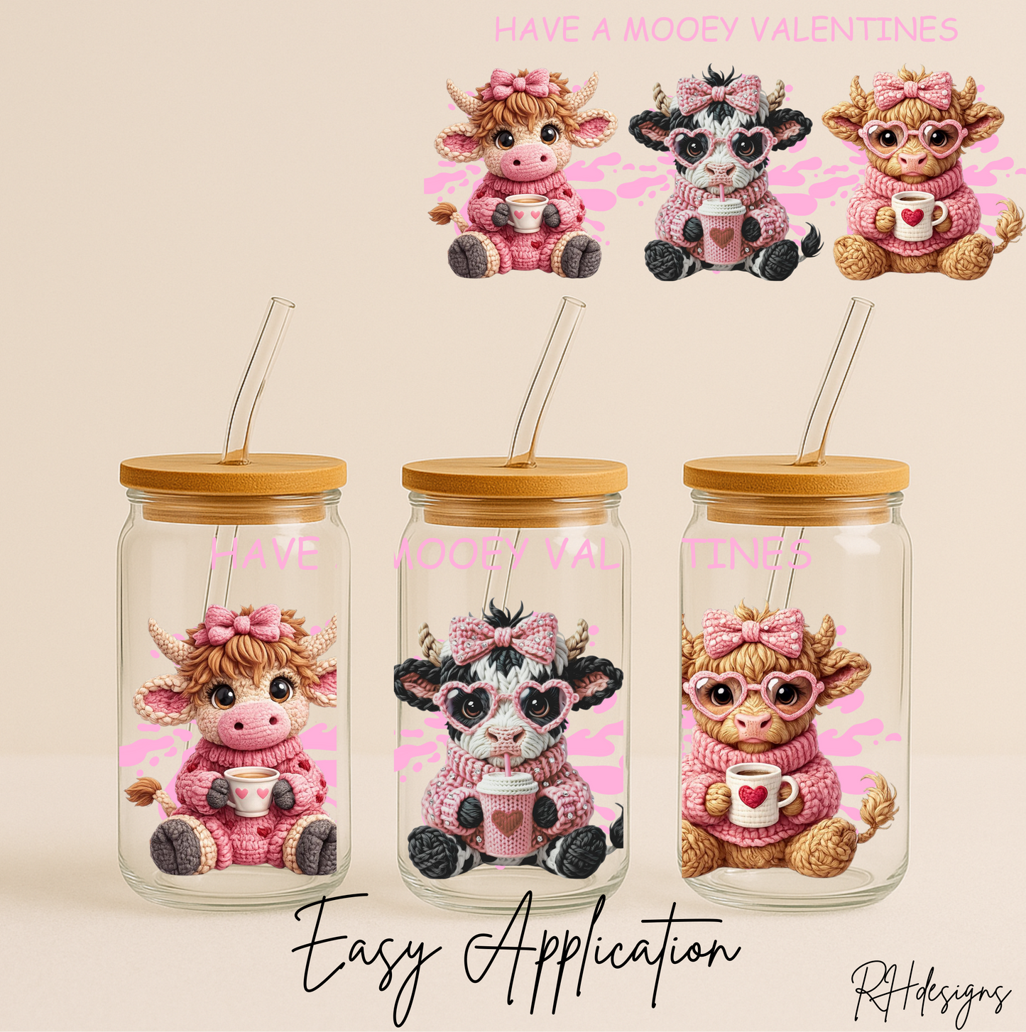 Pink 3 Have A Mooey Valentines - 16oz