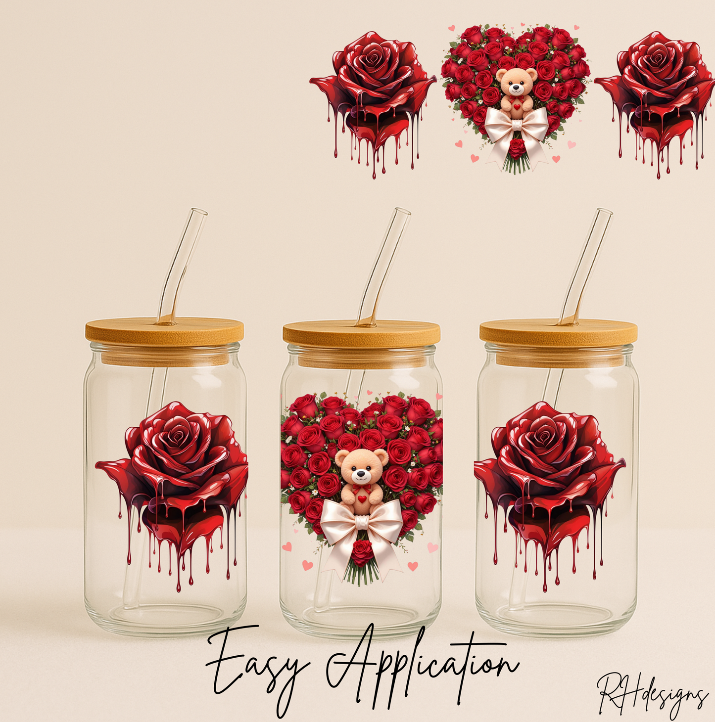 Red Rose Bear Valentines - 16oz