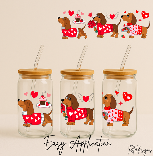 3 Red Sausage Dog Valentine - 16oz