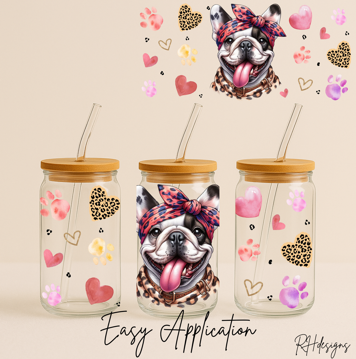 Leopard Print Frenchie Valentines - 16oz