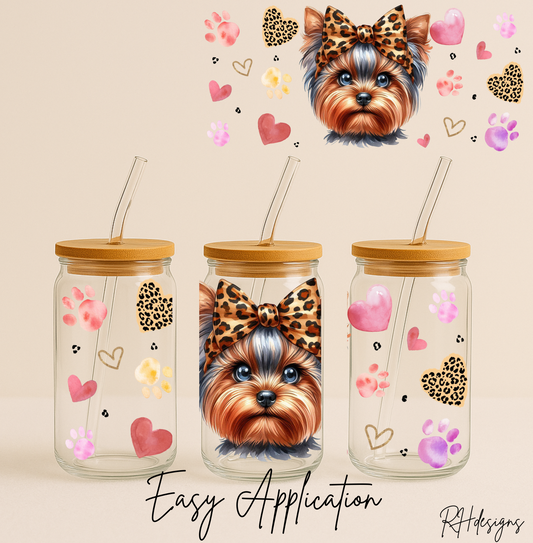 Leopard Print Yorkshire Terrier Valentines - 16oz