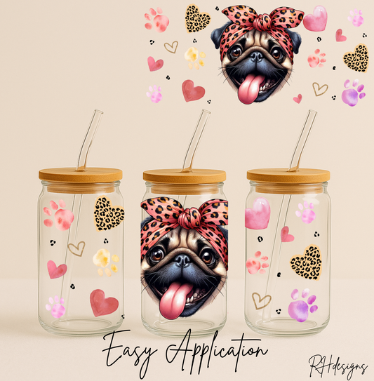 Leopard Print Pug Valentines - 16oz