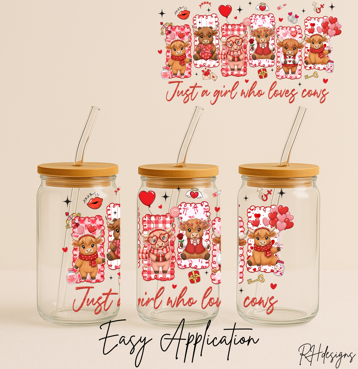 Just A Girl Who Loves Cows Valentines - 16oz