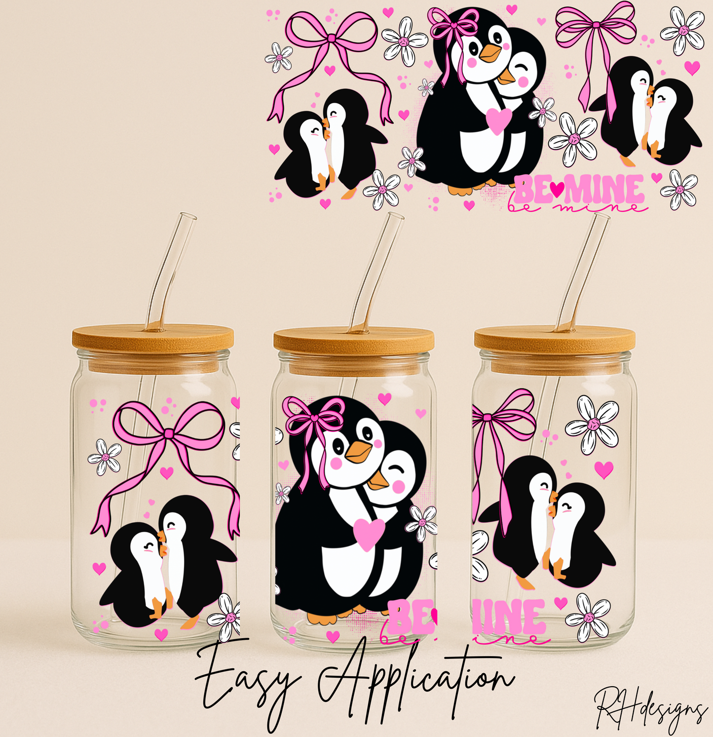 Be Mine Penguins Valentines - 16oz