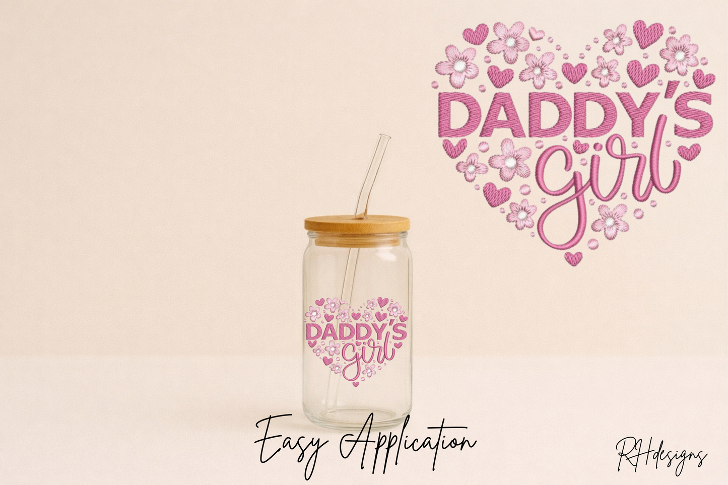 Embroidered Effect Daddy's Girl - 4'',10cm