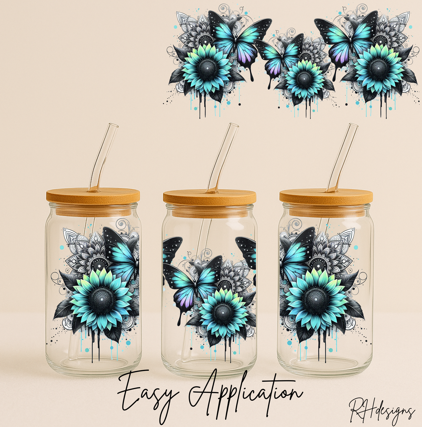 Blue Butterflies & Blue Flowers - 16oz