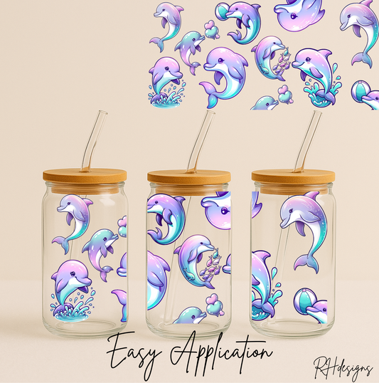 Purple Swimming Dolphins - 16oz