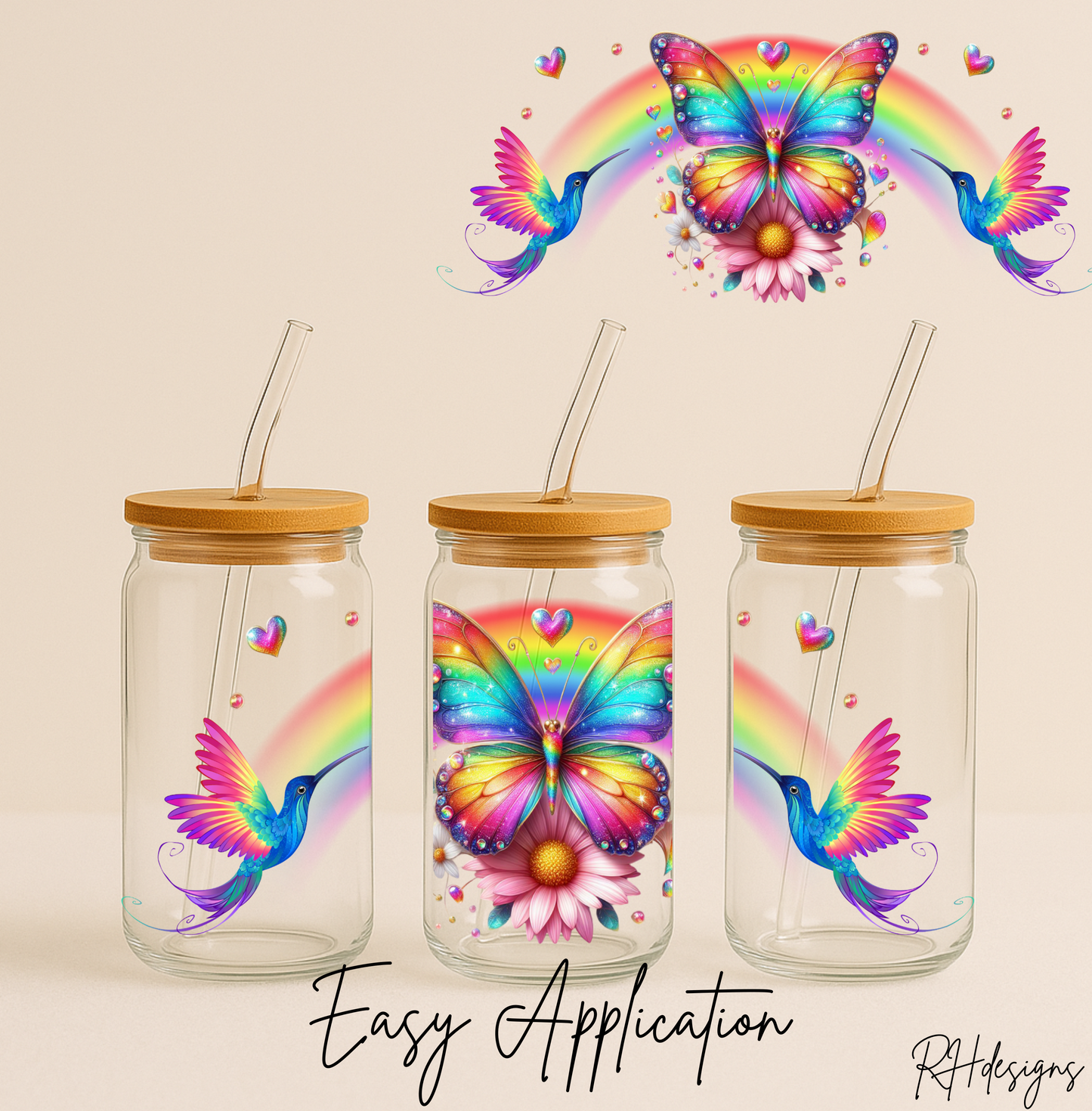 Rainbow Butterfly & Bird - 16oz