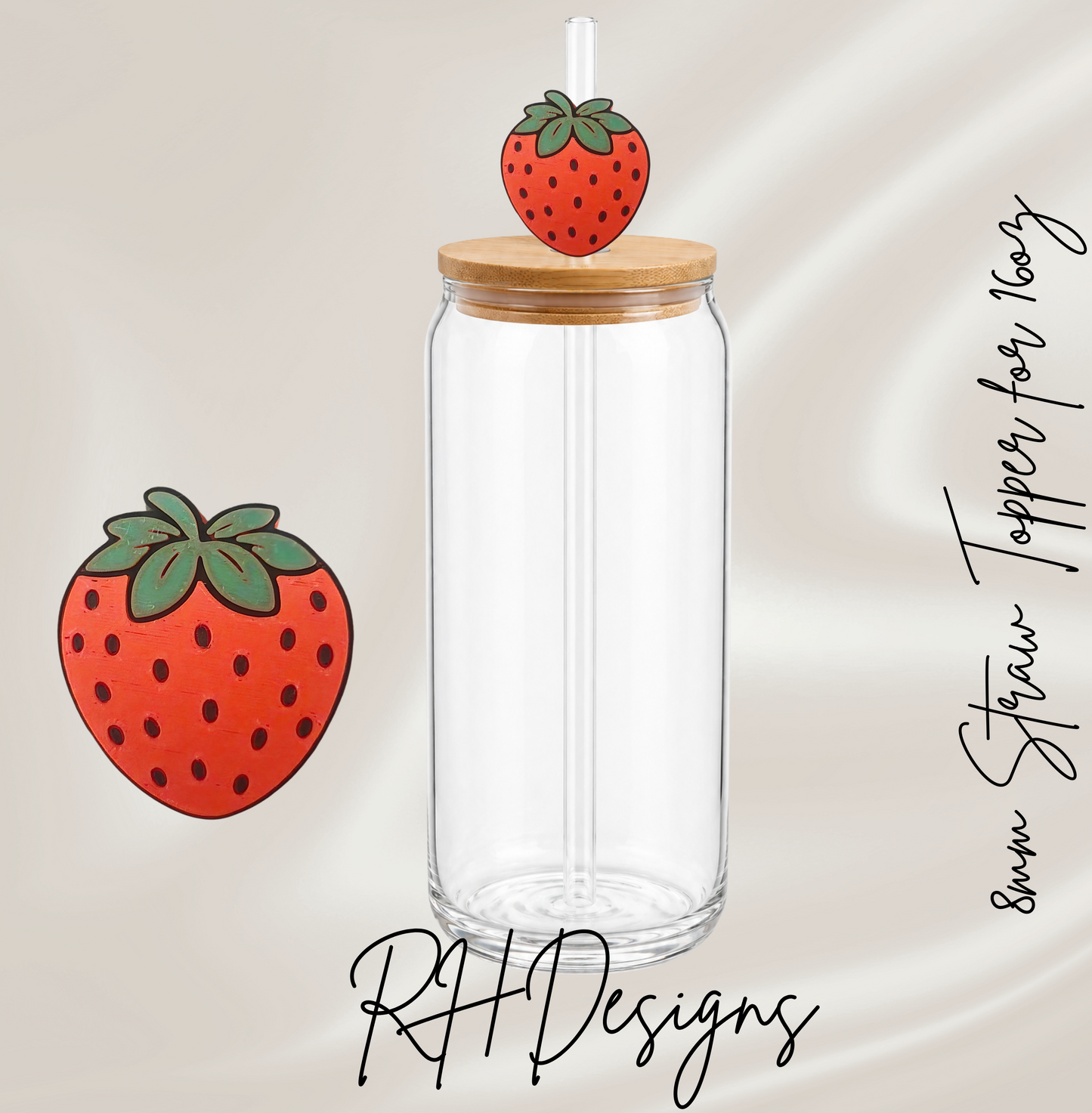 Strawberry - Straw Topper - 3D