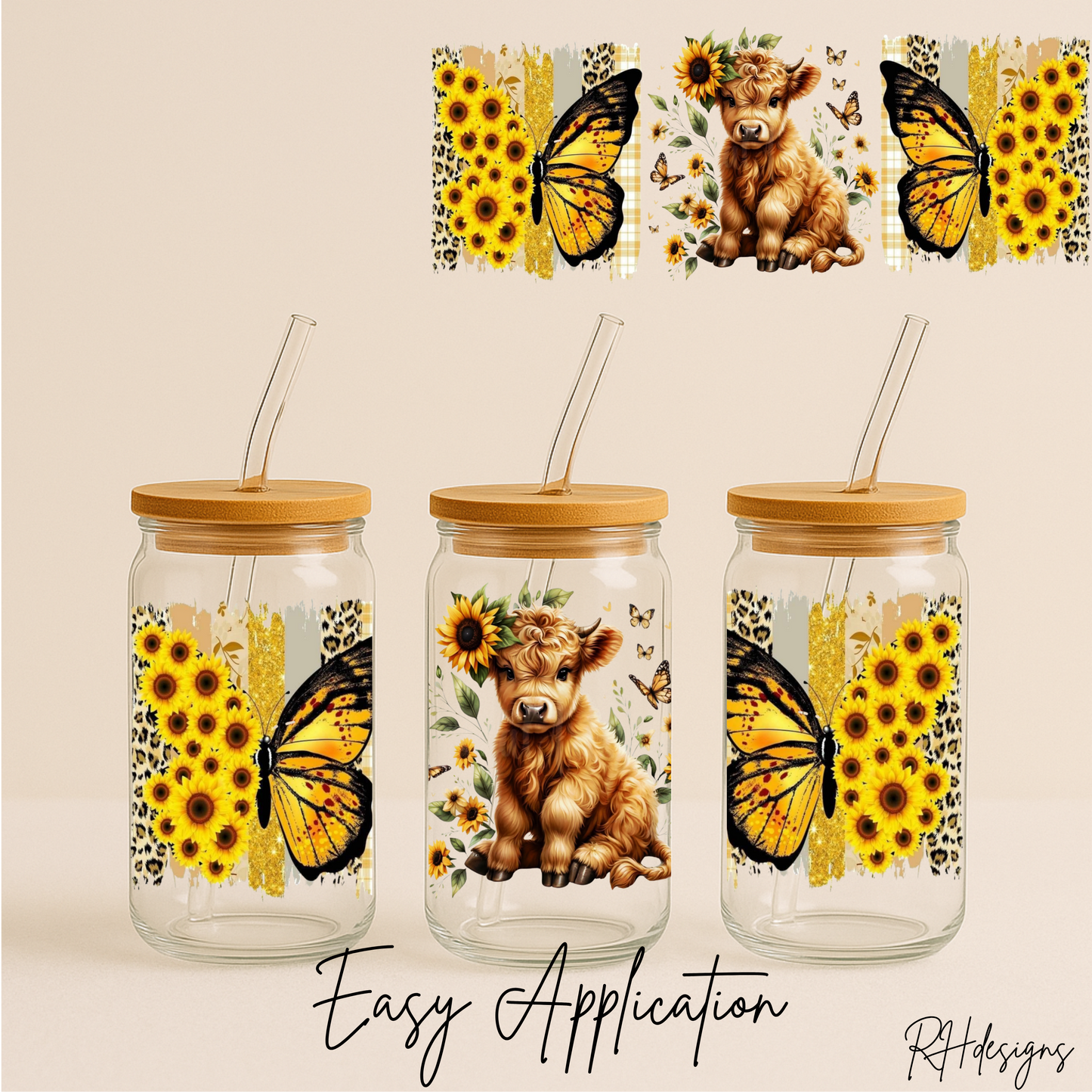 Butterfly Sunflower Highland Cow - 16oz