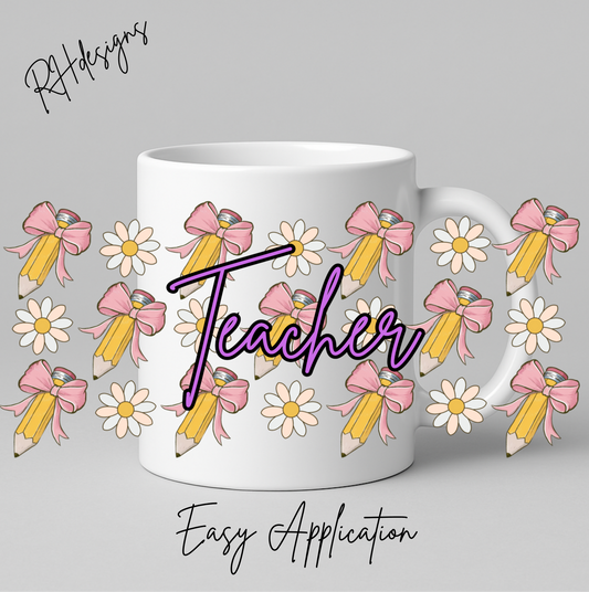 Teacher Pencils Pink Bows - 11oz