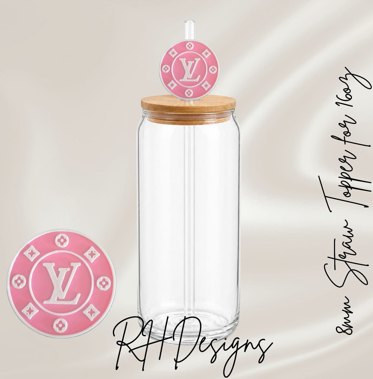 Pink Louis Round - Straw Topper - 3D