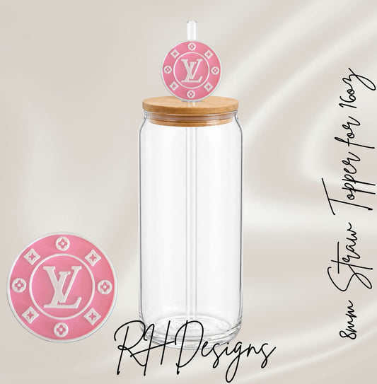 Pink Louis Round - Straw Topper - 3D