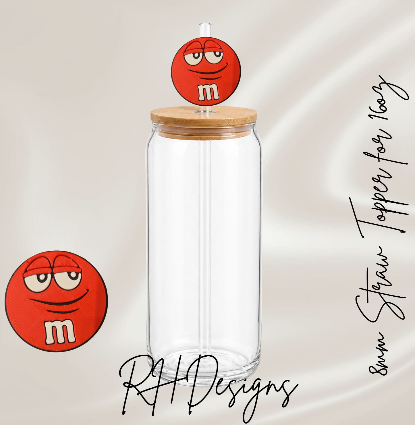 Red M&M - Straw Topper - 3D