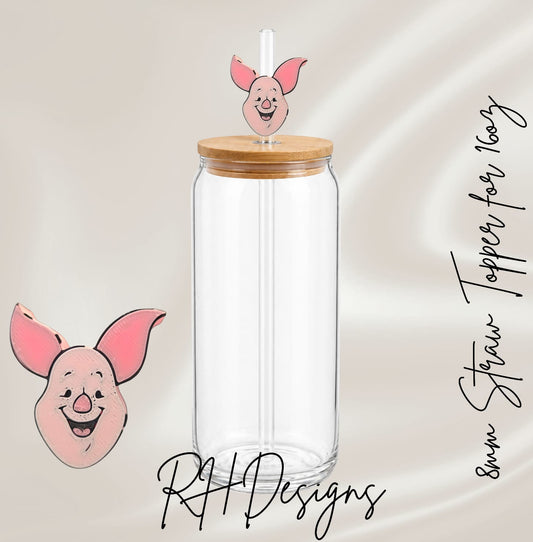 Happy Piglet - Straw Topper - 3D