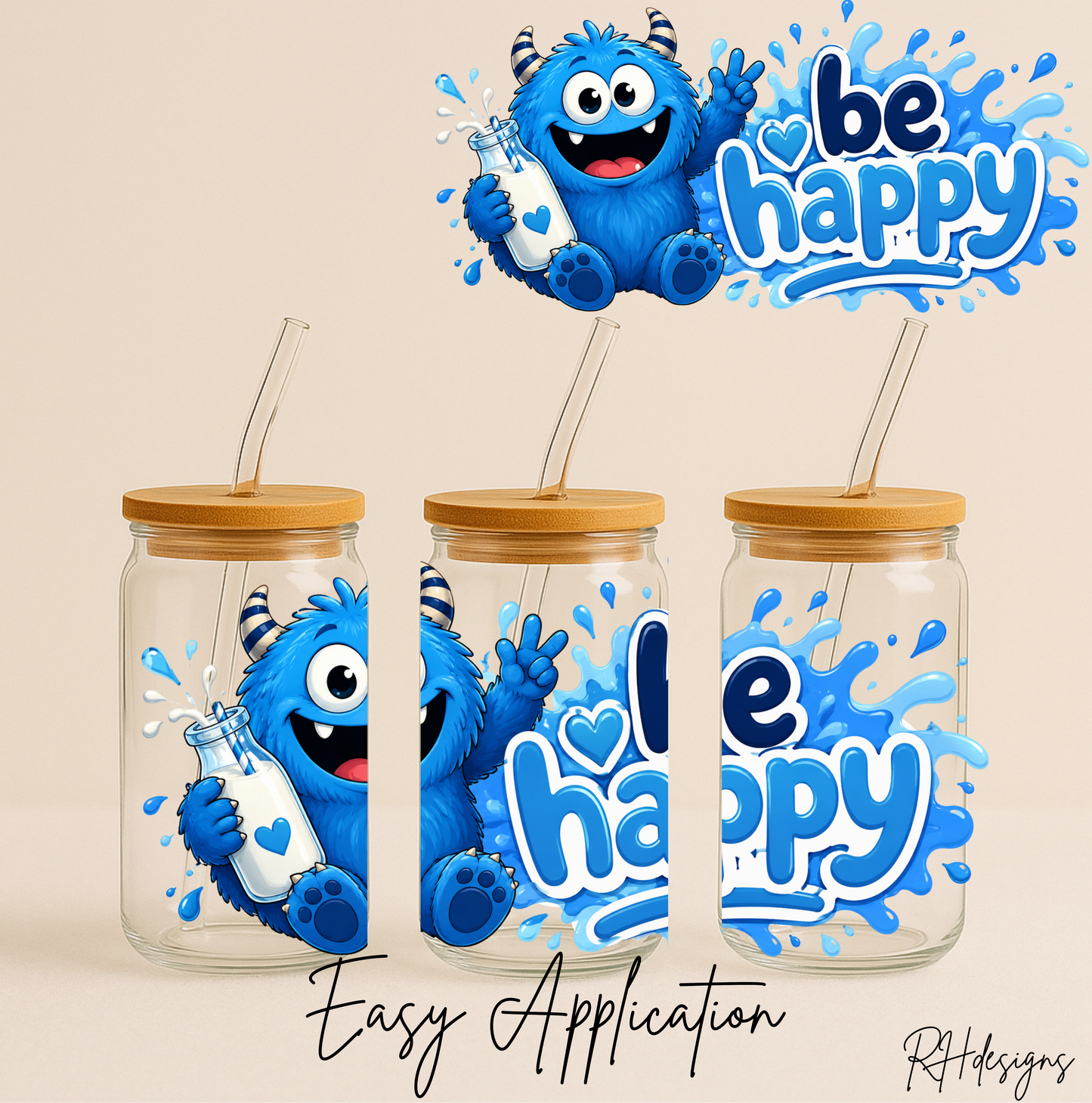Be Happy Blue Monster - 16oz