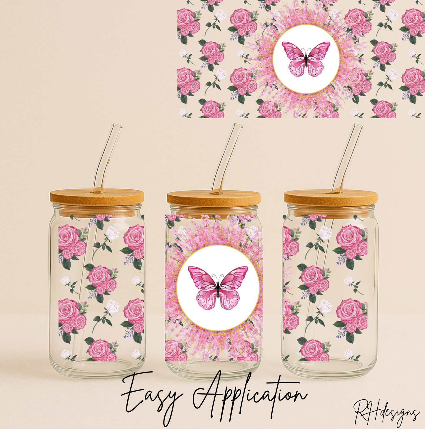 Pink Rose Butterfly - 16oz