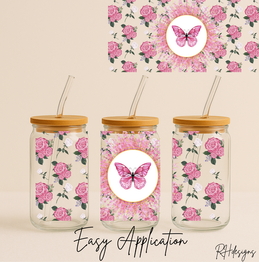 Pink Rose Butterfly - 16oz