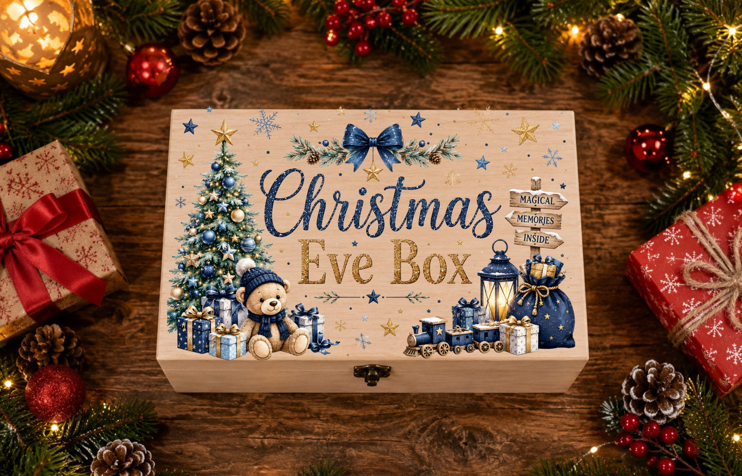 Blue Christmas Eve Teddy Box