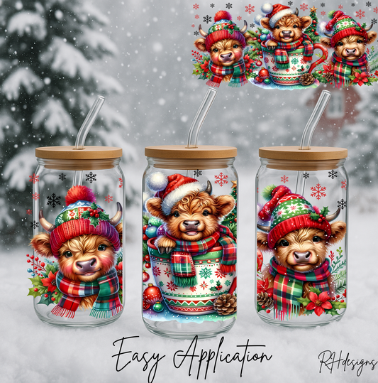 Jolly Christmas Highland Cow - 16oz