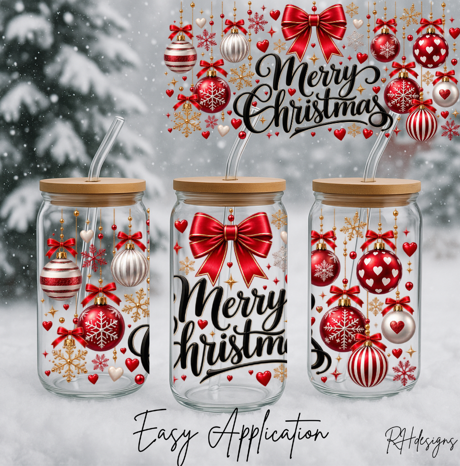 Merry Christmas Red Baubles - 16oz