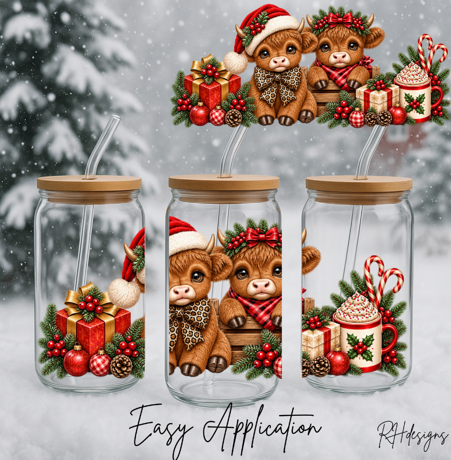 Christmas Highland Cow Present - 16oz