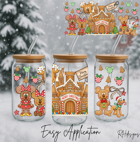 Merry Christmas Gingerbread Castle - 16oz