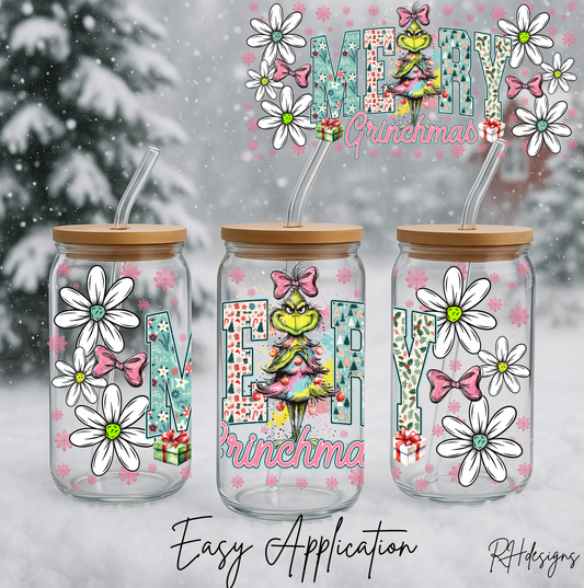 Pink Merry Grinchmas Flower - 16oz