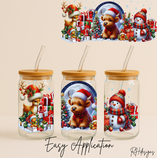 Highland Cow, Snowman, Reindeer - 16oz