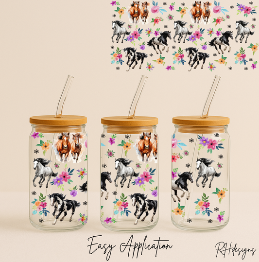 Horses With Flowers - 16oz