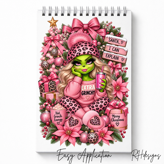 Santa I Can Explain Grinchy Pink Girl - A5