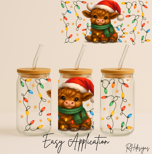 Christmas Light Highland Cow - 16oz
