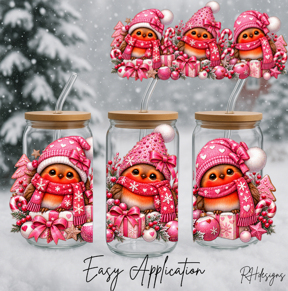 Christmas Pink Robin - 16oz