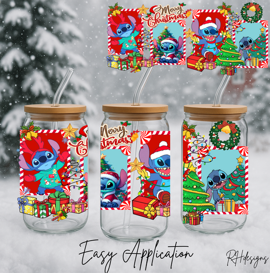 Merry Christmas Blue Alien - 16oz