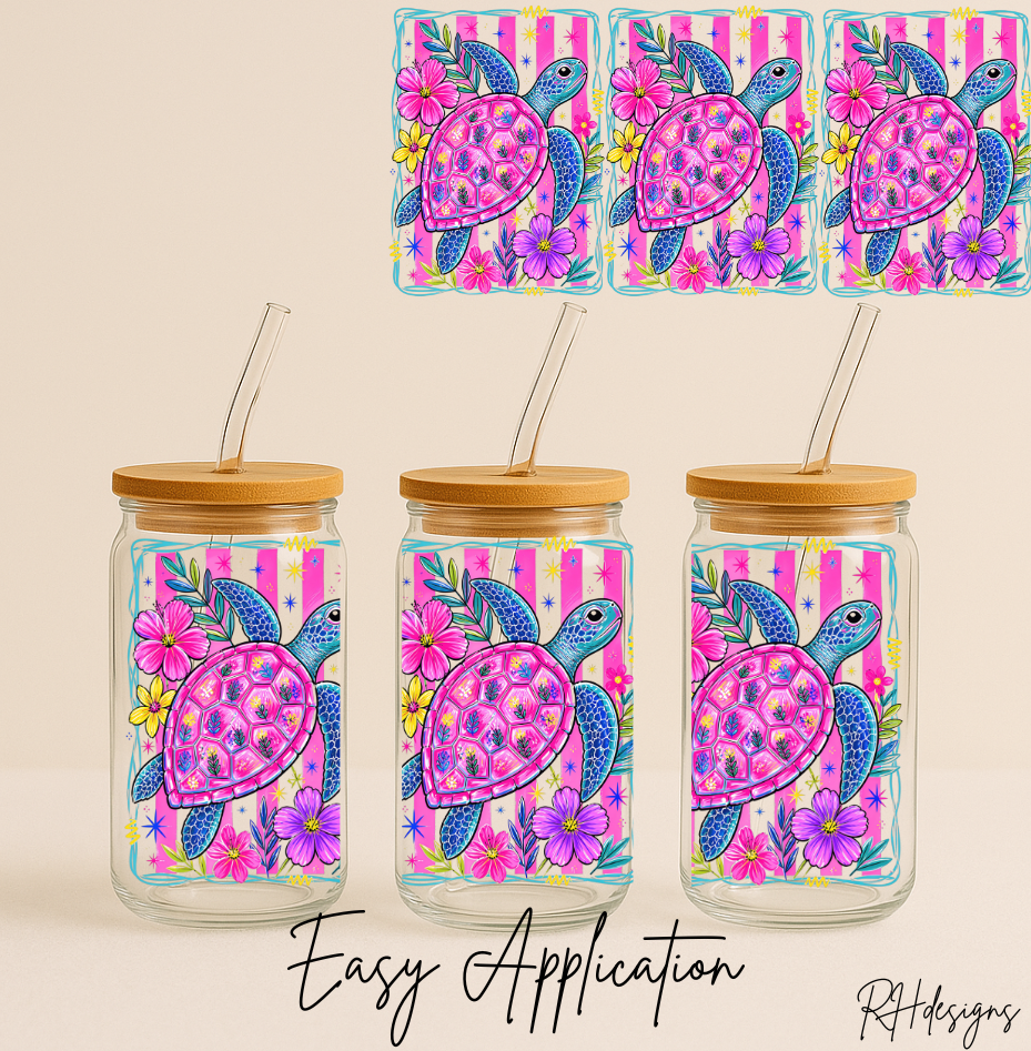 Pink Striped Turtle - 16oz