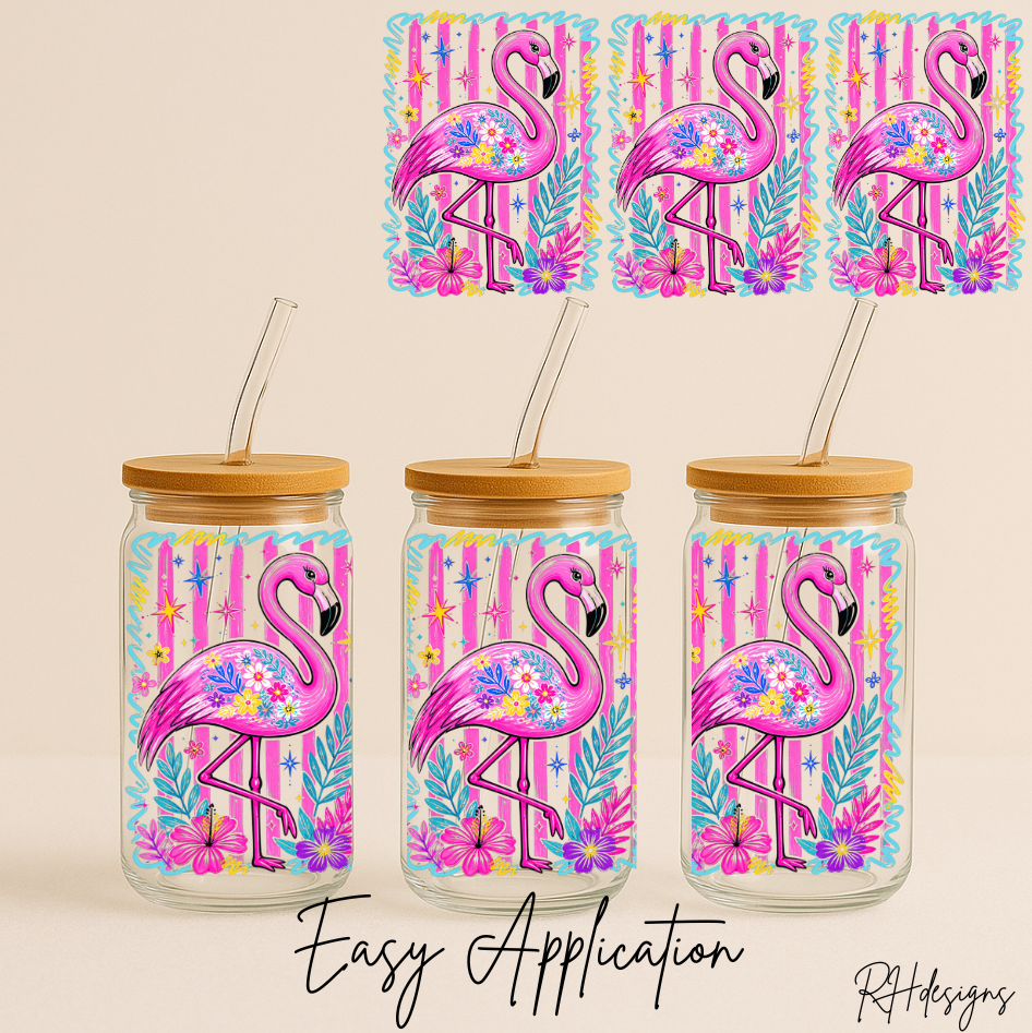 Pink Flamingo Striped - 16oz