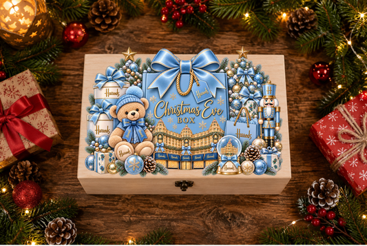 Blue H Bear Christmas Eve