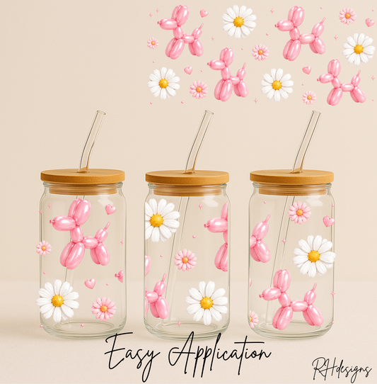 Pink Balloon Dog Daisys - 16oz