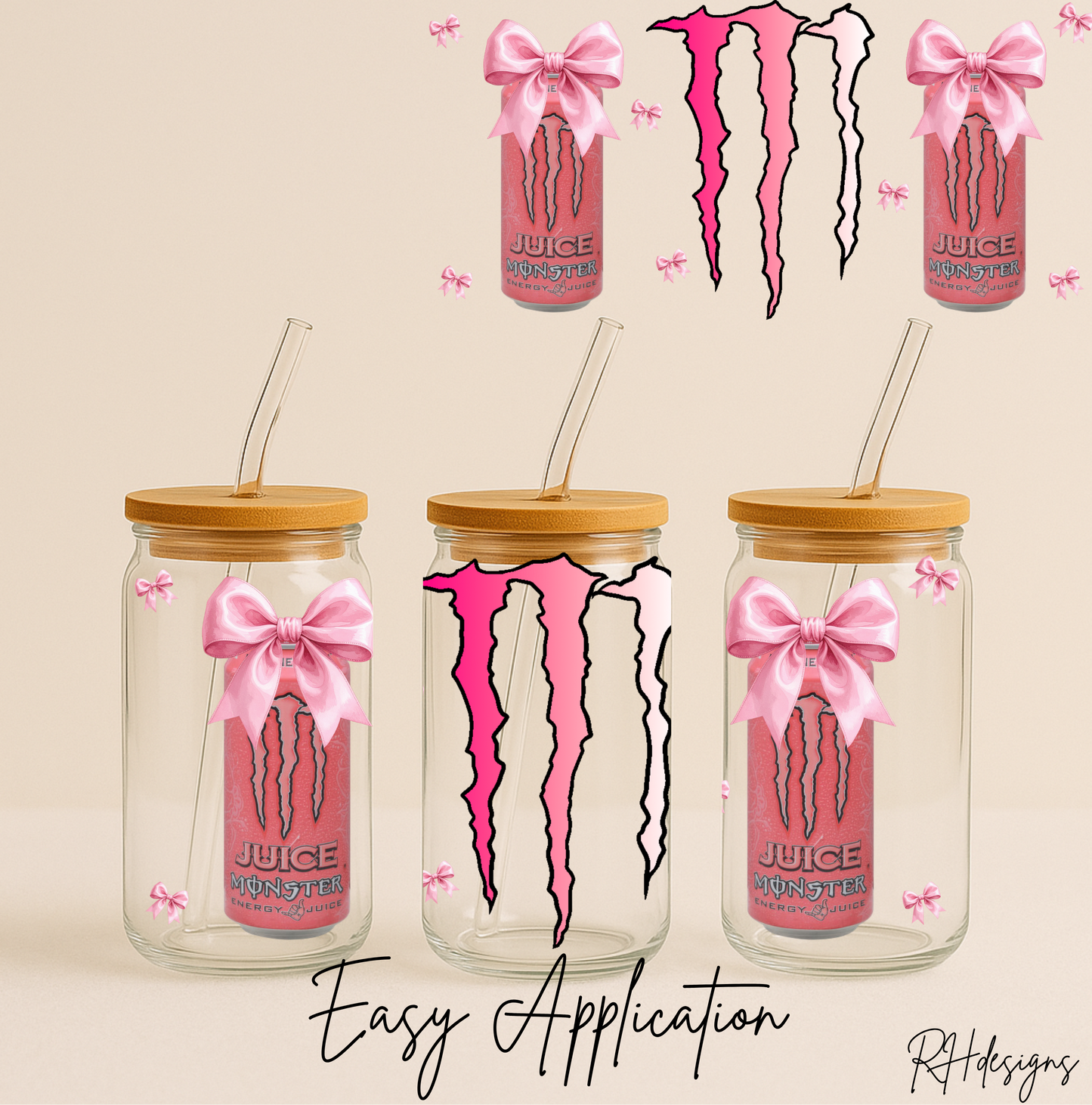 Pink Bow Monster - 16oz