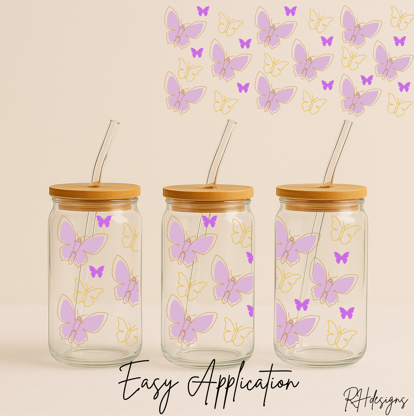Purple Gold Butterfly - 16oz