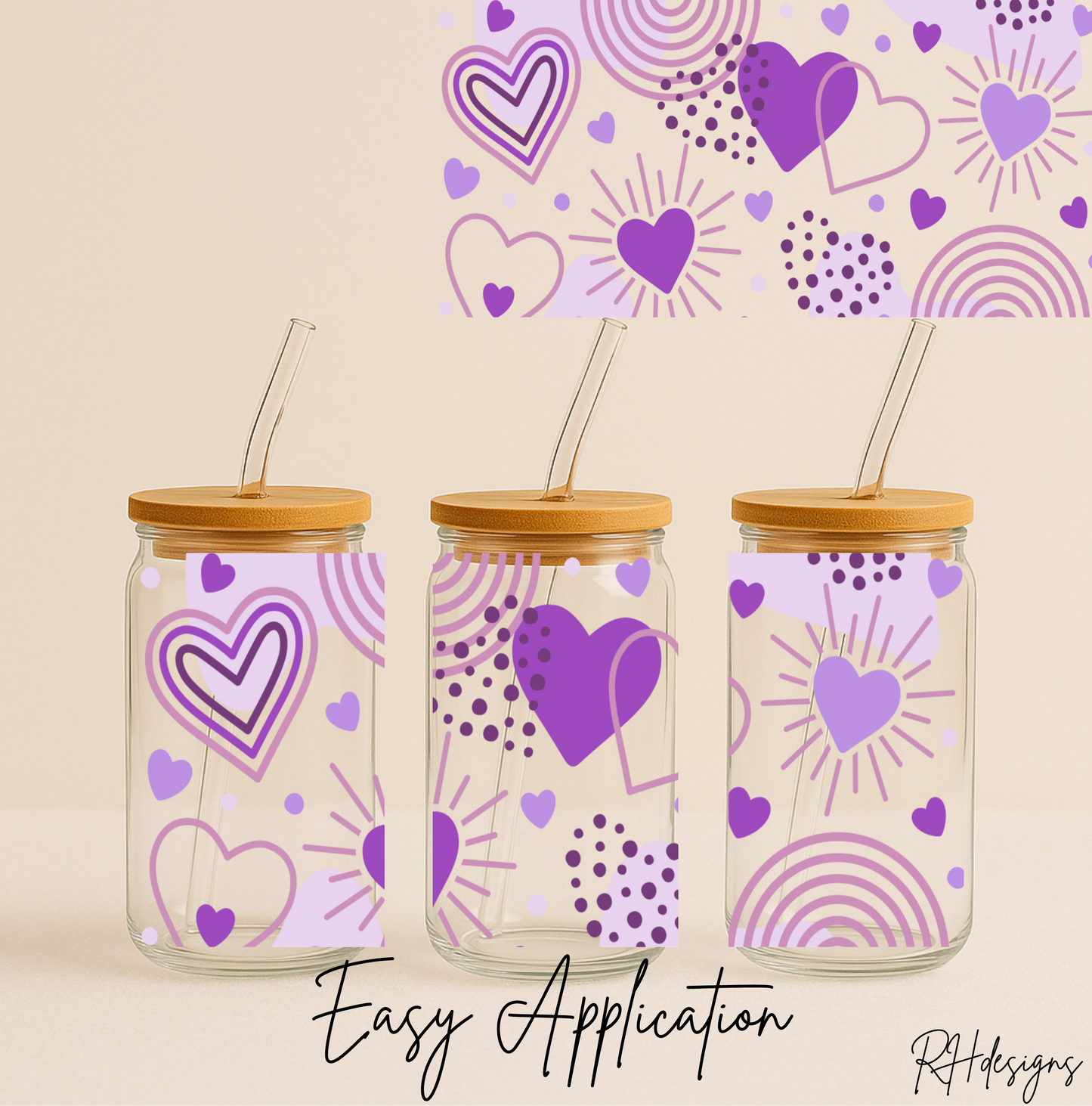 Purple Lovehearts - 16oz
