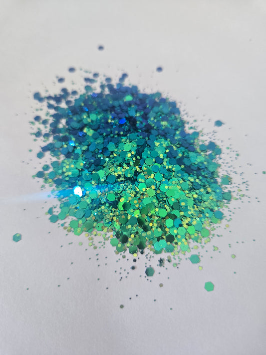 Blue/Green Chunky & Fine Mixed 50g