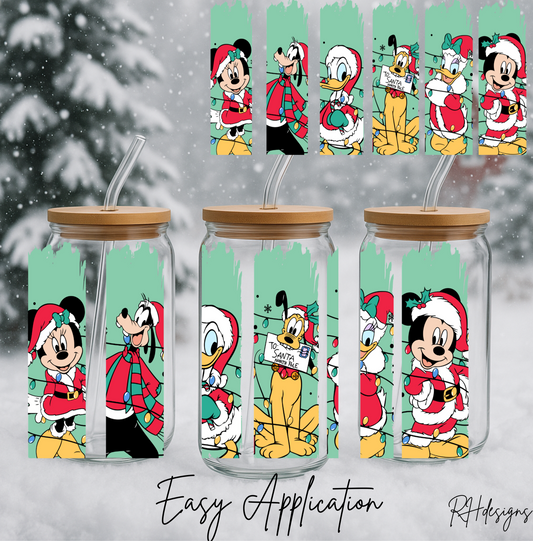 Christmas Green Stripe Min & Friends - 16oz